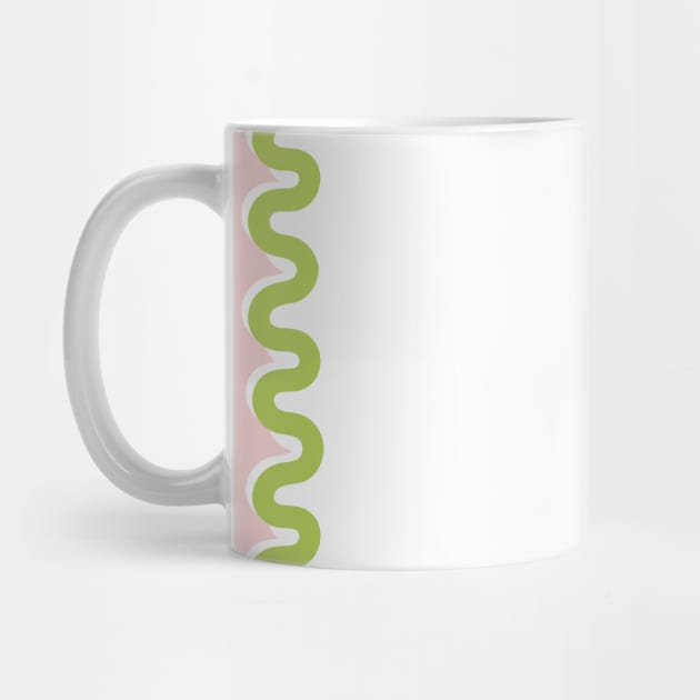 Wavy Lines - White Pink Green by Colorable